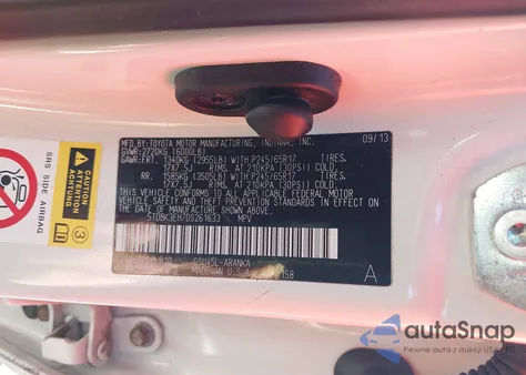 2013 Toyota Highlander Se V6 from USA, damaged, VIN 5TDBK3EH7DS261633